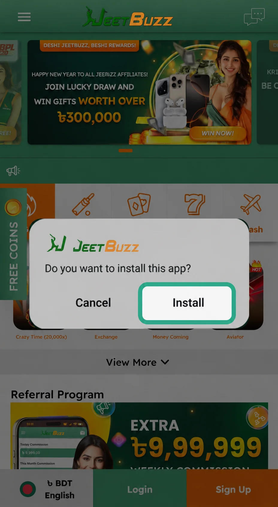 চূড়ান্ত JeetBuzz Android ইনস্টলেশন সম্পন্ন স্ক্রিন