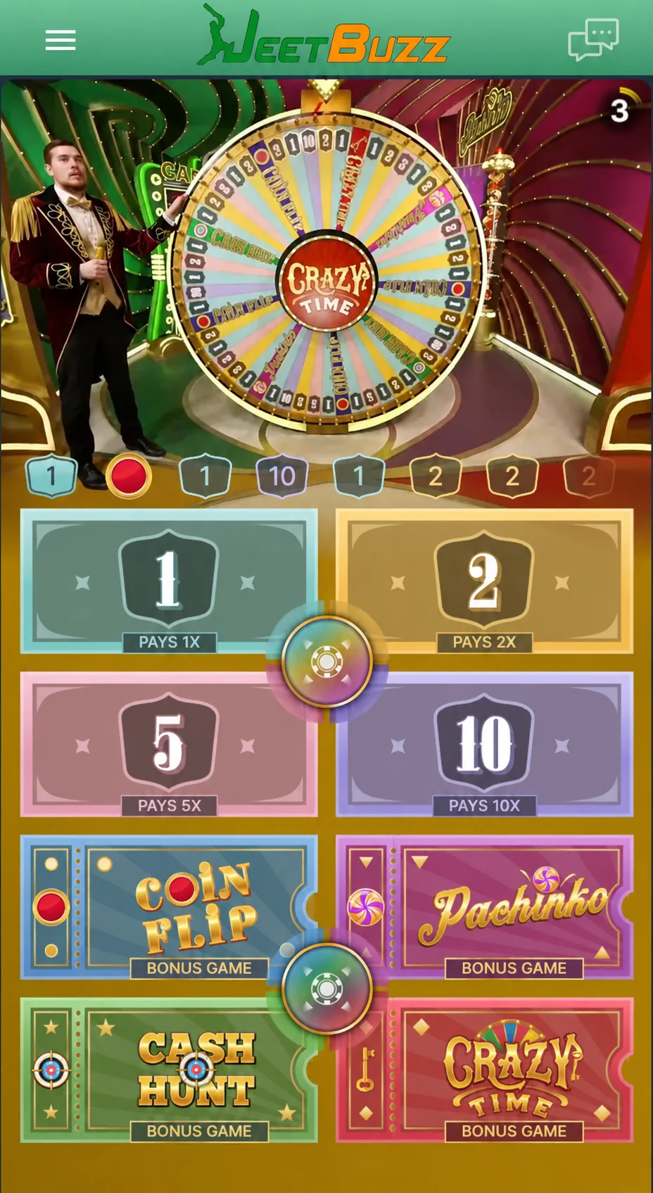 Crazy Time main interface
