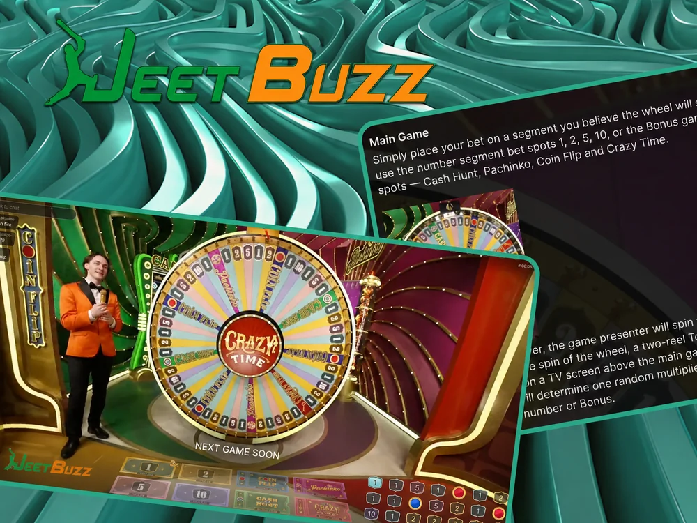 Crazy Time live show concept with host and studio