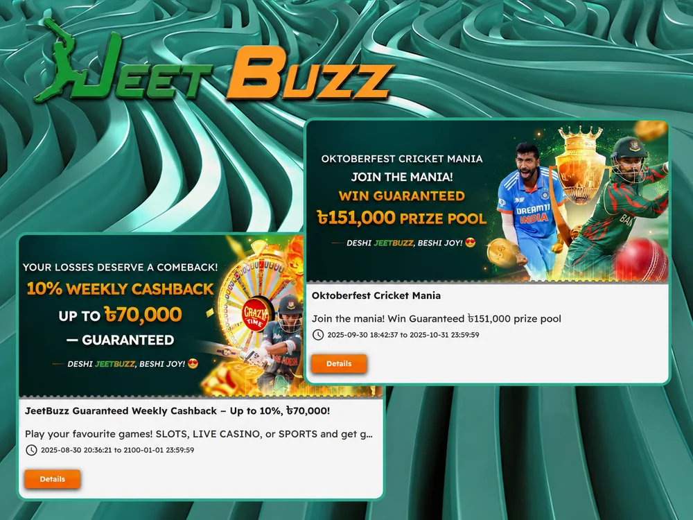 JeetBuzz cricket bonuses and weekly cashback