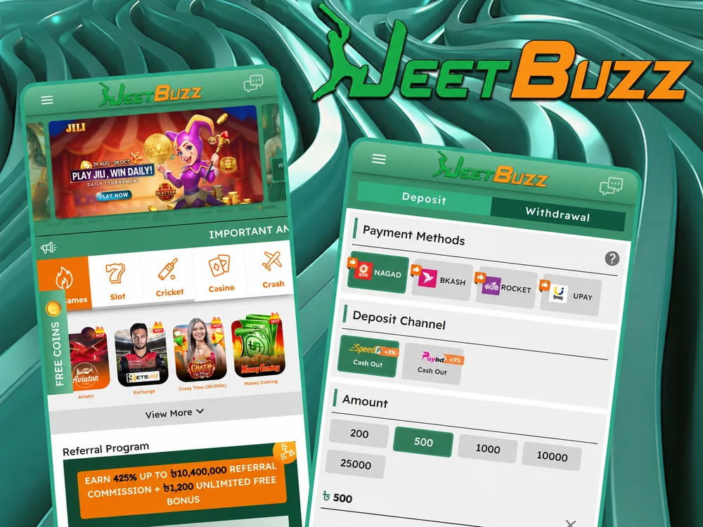 JeetBuzz mobile app top-up screen