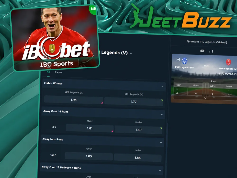JeetBuzz live IPL betting interface with in-play markets